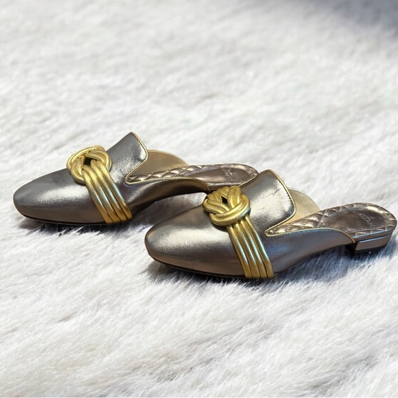 Alexandre Birman ‘Vicky’ Metallic Leather Mules